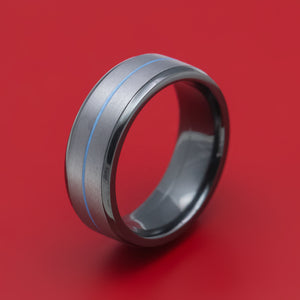 Black Zirconium Ring with Tantalum and Cerakote Inlays Custom Made Band