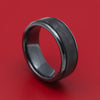 Black Zirconium Ring with Forged Carbon Fiber and Cerakote Inlays Custom Made Band