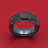 Black Zirconium Ring with Forged Carbon Fiber and Cerakote Inlays Custom Made Band