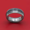 Tightweave Damascus Steel Ring with Black Zirconium and Cerakote Inlays Custom Made Band