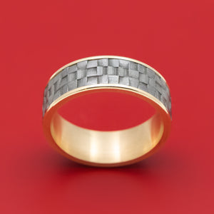 14K Gold And Tantalum Basketweave Texture Ring