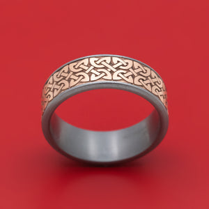 Tantalum Ring With 14K Gold Celtic Knot Pattern Inlay
