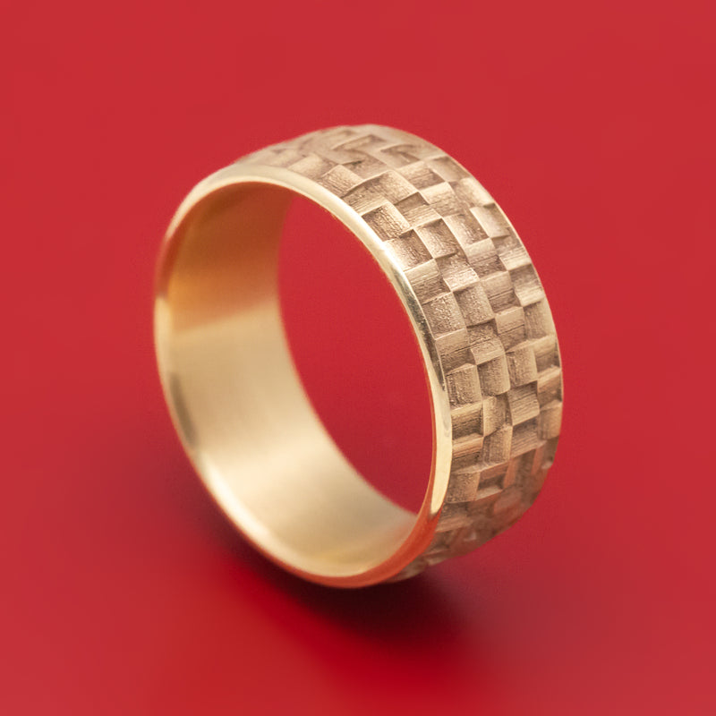 14K Gold Basketweave Texture Ring