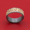 Tantalum Ring With 14K Gold Basketweave Texture Inlay