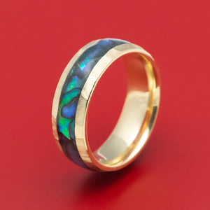 14K Gold Ring with Abalone Inlay Custom Made Band