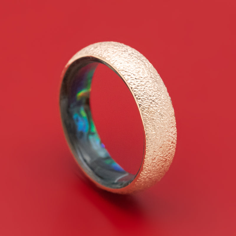 14K Gold Ring with Abalone Sleeve Custom Made Band
