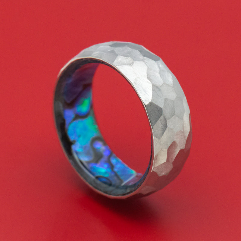 Titanium Ring with Abalone Sleeve Custom Made Band