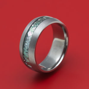 Tantalum Ring with Black Mother of Pearl Inlay Custom Made Band