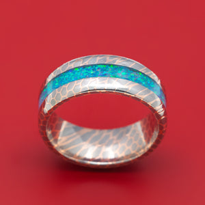 Superconductor Men's Ring with Opal Inlay Custom Made Band