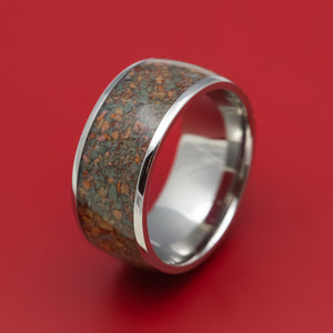 Titanium and Desert Jasper Men's Ring Custom Made Stone Inlay Band