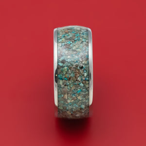 Titanium and Ocean Jasper Men's Ring Custom Made Stone Inlay Band