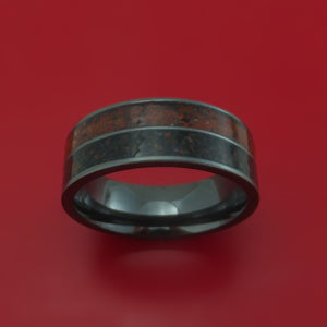 Black Zirconium Mixed Dinosaur Bone Ring Custom Made Fossil Band