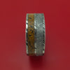 Kuro Damascus Steel Mixed Dinosaur Bone And Gibeon Meteorite Ring Custom Made Fossil Band