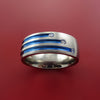 Titanium Ring with Anodized Inlay and Diamonds Custom Made Band