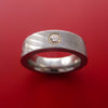 Damascus Steel Band with Diamond Custom Made Ring