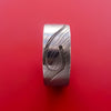 Damascus Steel Band with Wave Design Custom Made Ring