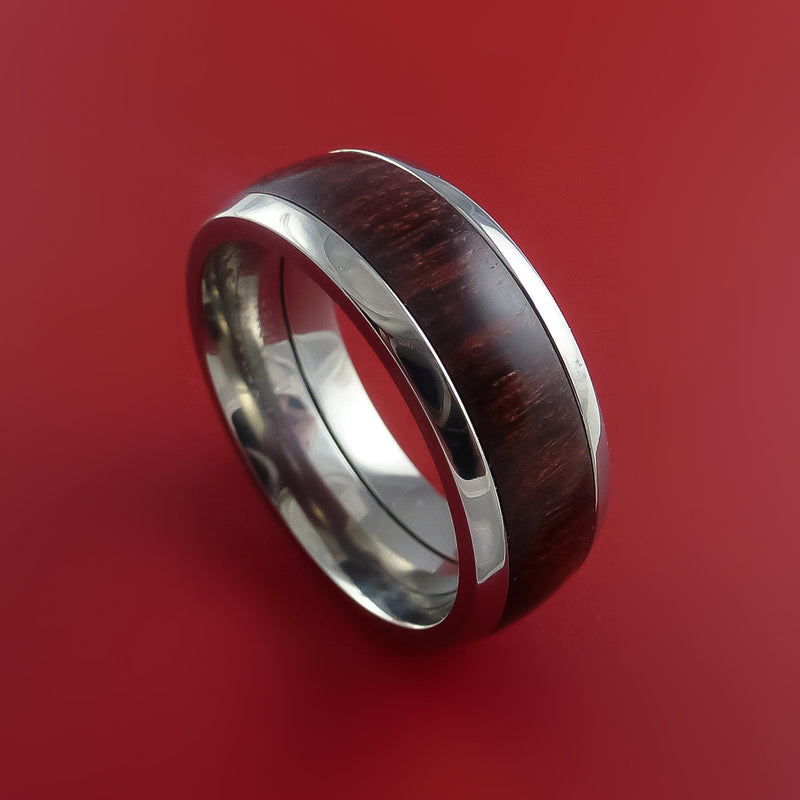 Titanium Ring with Hardwood Inlay Custom Made Band