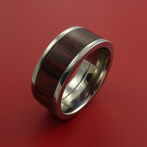 Wide Titanium Ring with Hardwood Inlay Custom Made Band