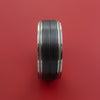 Titanium Ring with Black Zirconium and Groove Inlays Custom Made Band