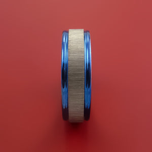 Titanium Ring with Anodized Edges Custom Made Band
