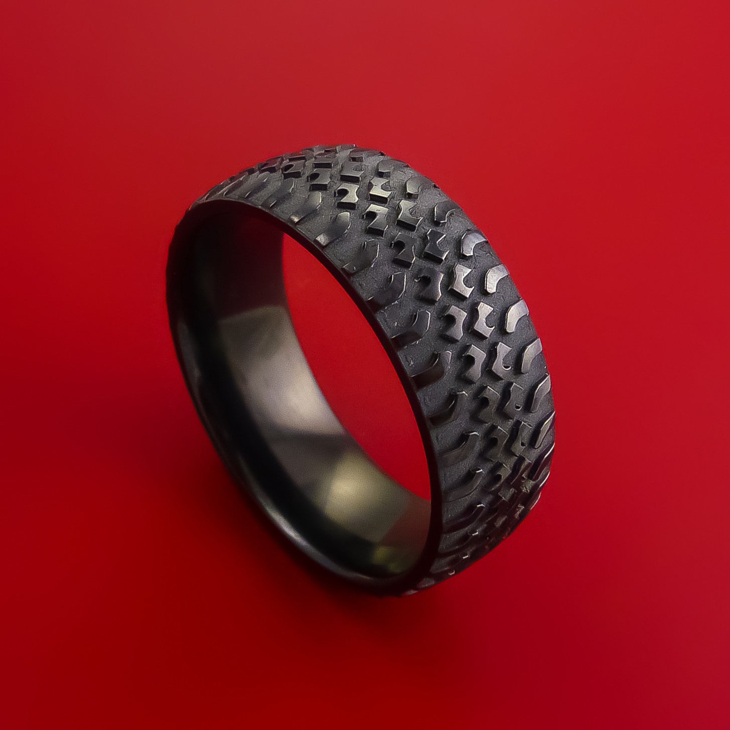 rubber tire tread ring Black Zirconium Truck Tire Tread Ring Custom Made Band