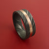 Damascus Steel Ring with Copper Inlay Custom Made Band
