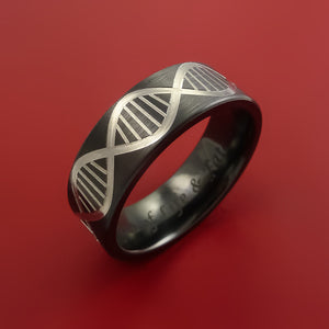 Black Zirconium Ring with DNA Strand Milled Inlay Custom Made Band