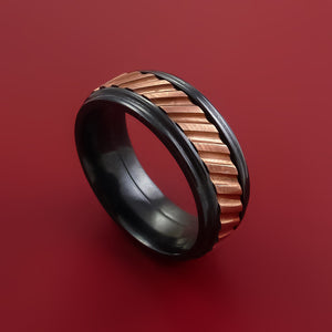 Black Zirconium Spinner Ring with Copper Inlay Custom Made Band