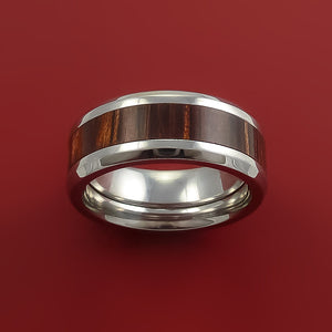 Cobalt Chrome Ring with Hardwood Inlay Custom Made Band