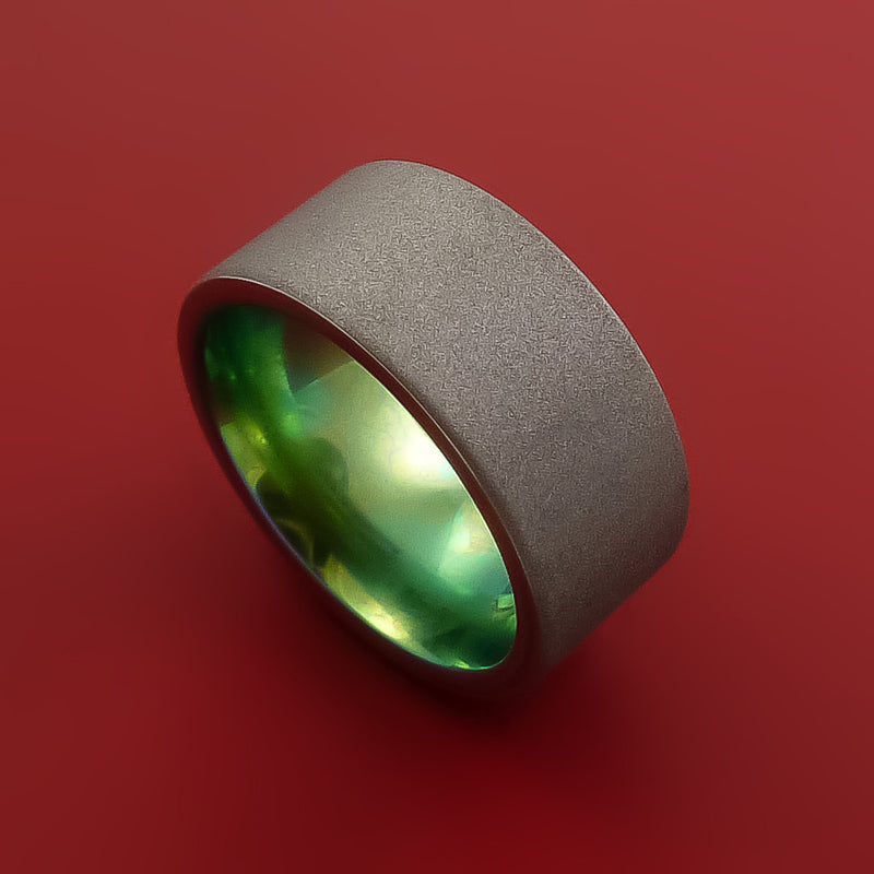 Titanium Ring with Interior Anodized Sleeve Custom Made Band