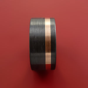 Wide Black Zirconium Ring with 14k Rose Gold Inlay Custom Made Band