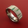 Titanium Wedge Cut Wedding Band with Turquoise Anodizing Ring Made to Any Size