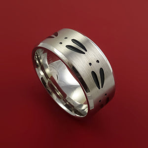 Cobalt Chrome Deer Tracks Band Hunters Ring Made to Any Sizing and Color