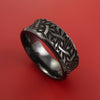 Black Zirconium Ring with Tangle-Twist Laser-Etched Design Inlay Custom Made Band