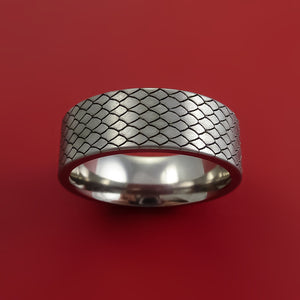 Titanium Ring with Custom Dragon Laser-Etched Pattern Inlay Custom Made Band