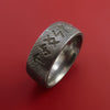 Damascus Steel Ring with Runic Symbol Inlay Custom Made Band