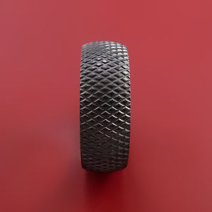 Black Zirconium Ring with Textured Knurl Pattern Inlay Custom Made Band
