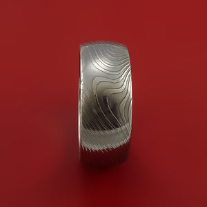 Flat Twist Damascus Steel Ring Custom Made Band