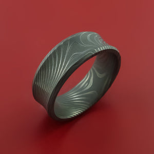 Damascus Steel Flat Twist Pattern Band Custom Made Ring