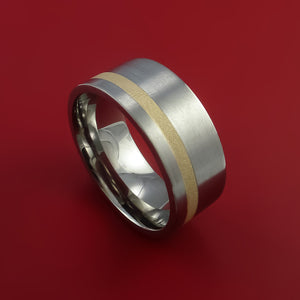 Titanium Wide 14K Yellow Gold Ring Custom made Band Any Finish any Sizing