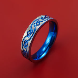 Titanium Ring with Infinity Heart Milled Celtic Design and Anodized Inlays and Interior Anodized Sleeve Custom Made Band