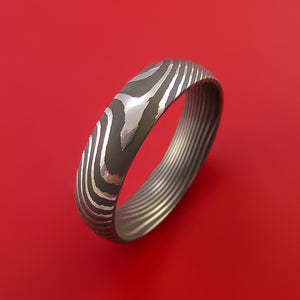 Flat Twist Damascus Steel Ring Custom Made Band