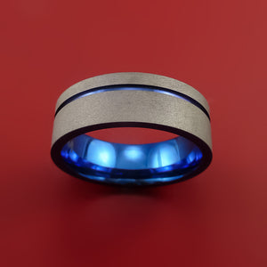 Titanium Ring with Anodized Inlay and Interior Anodized Sleeve Custom Made Band