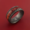 Damascus Steel Ring with Hardwood Inlay Custom Made Band