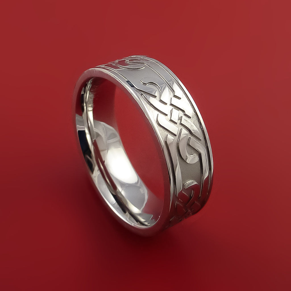 Cobalt Chrome Celtic Band Trinity Symbolic Wedding Infinity Ring Custom Made