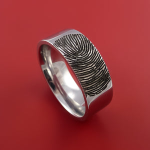 Cobalt Chrome Personalized Fingerprint Ring Wedding Band