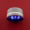 Wide Titanium Anodized Ring Classic Style with Silver Inlay Wedding Band