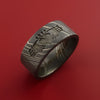 Damascus Steel Ring with Claddagh Milled Celtic Design Inlay Custom Made Band