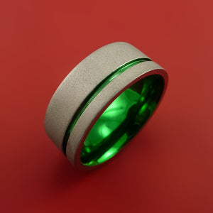 Titanium Ring with Anodized Inlay and Interior Anodized Sleeve Custom Made Band