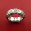Diamond Titanium Ring Modern Style Rock Hammer Finish Band Fashion Ring Made to Any Size